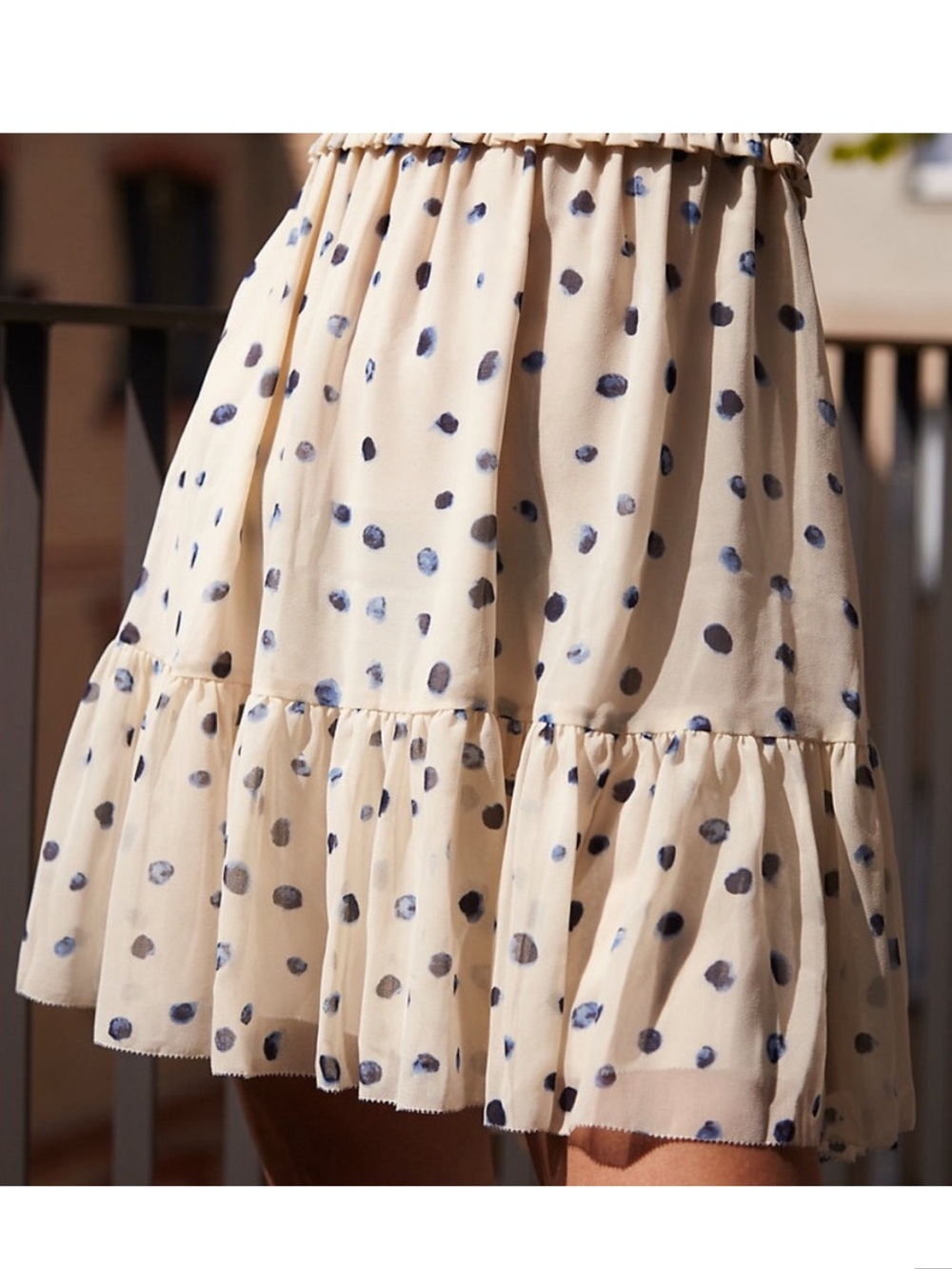 Wilfred Cream Mini Dress with Blue Dot Print - Picture 4 of 6